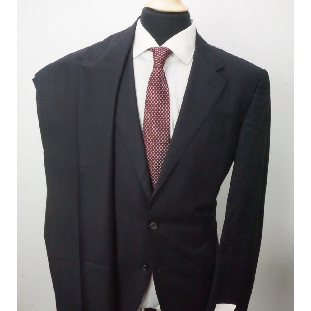 Raffaele Caruso S110s Wool Navy Herringbone 2 Pc Suit Jacket Pants 46R NEW - Picture 4 of 11